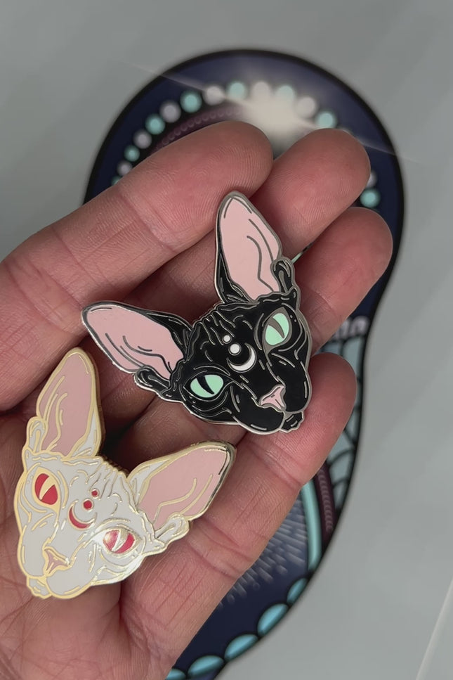 Lunar Witch White Cat Enamel Pin