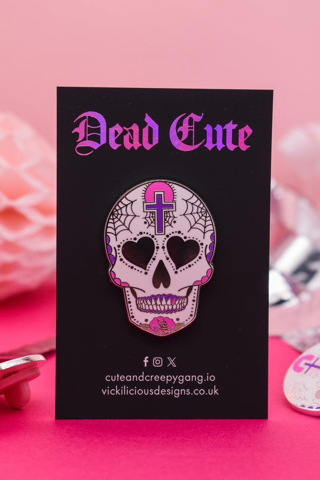 Dead Cute Sacred Skull Candy Enamel Pin