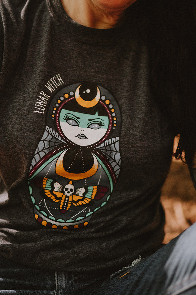 Lunar Witch - Cute & Creepy Doll Tattoo T-shirt