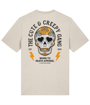 Cute & Creepy Gang Yellow Rose Dead Cute Sugar Skull front and back print T-shirt