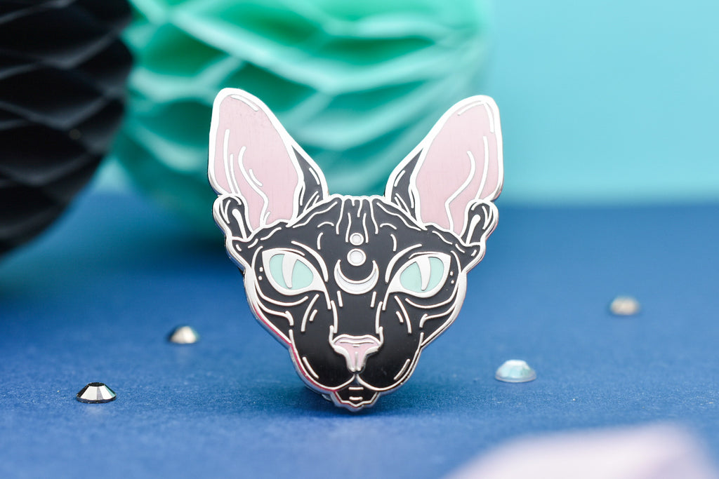 Lunar Witch Black Cat Enamel Pin