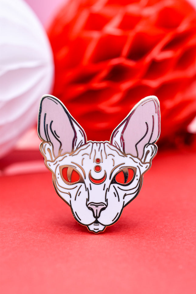 Lunar Witch White Cat Enamel Pin