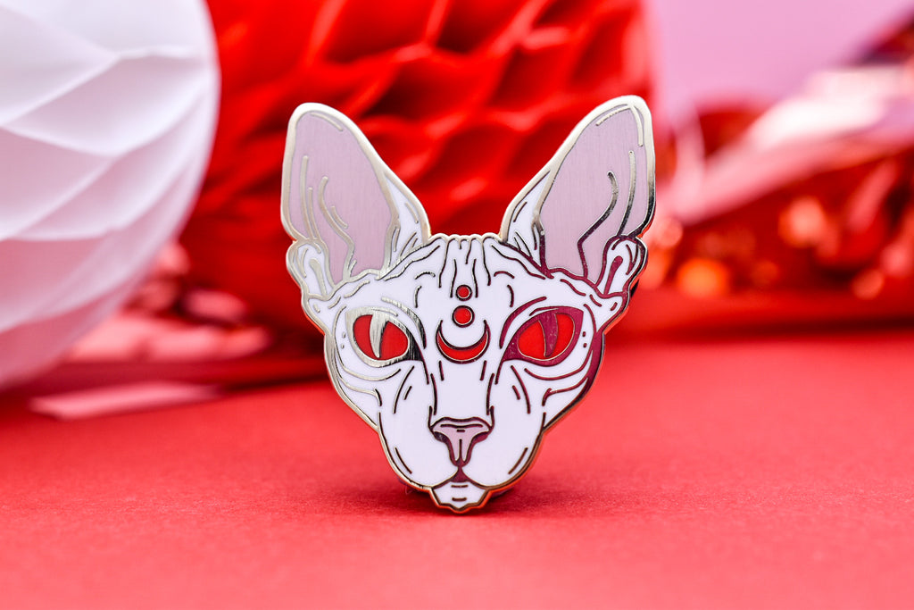 Cute & Creepy Gang | Lunar Witch White Cat Enamel Pin