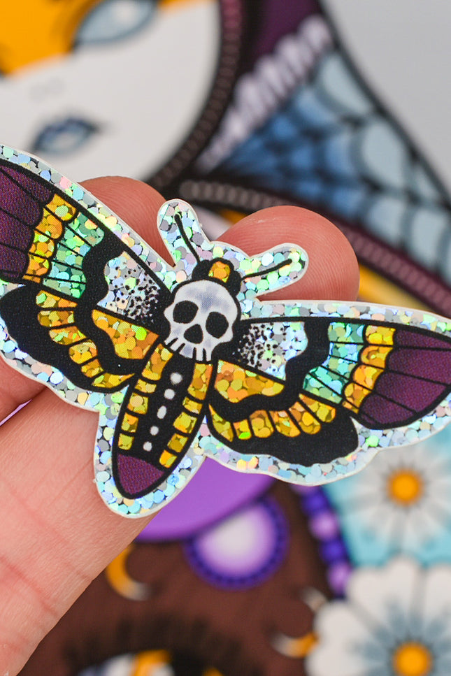 Lunar Witch Death Moth glitter sticker