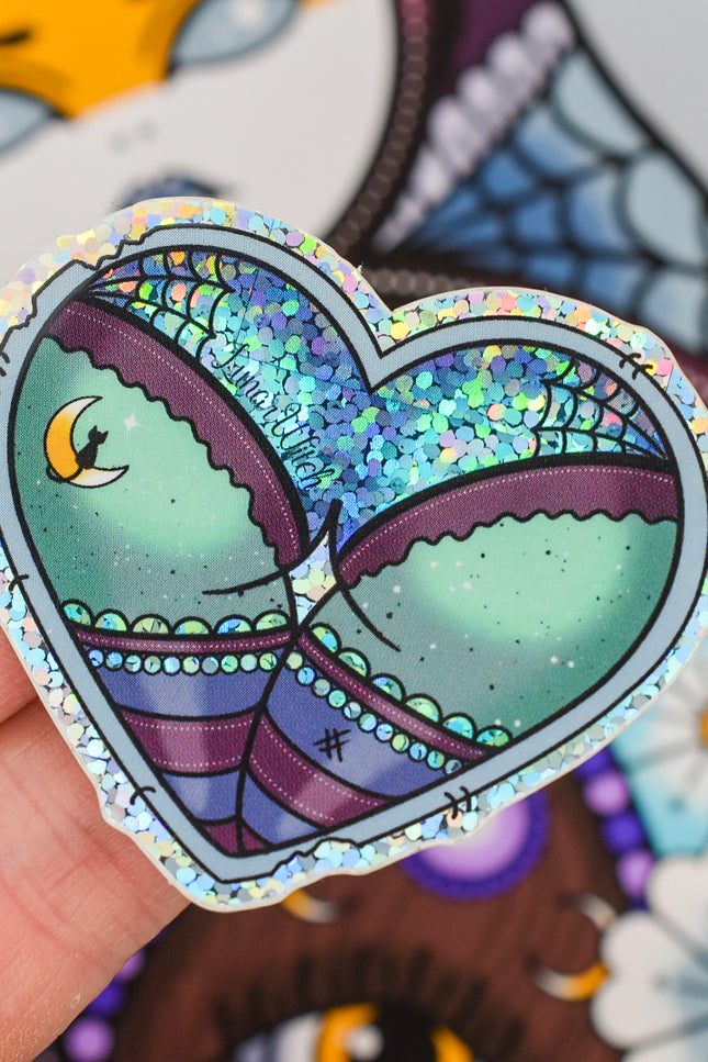 Lunar Witch Booty Heart glitter sticker