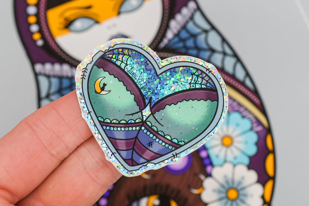 Lunar Witch Booty Heart glitter sticker