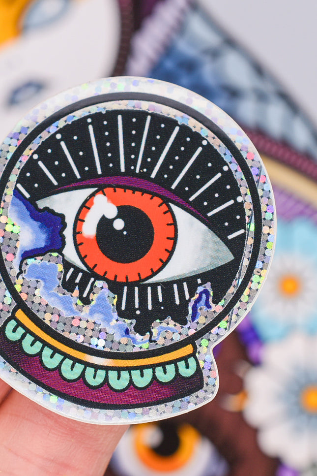 Lunar Witch 3rd Eye Open Crystal Ball glitter sticker