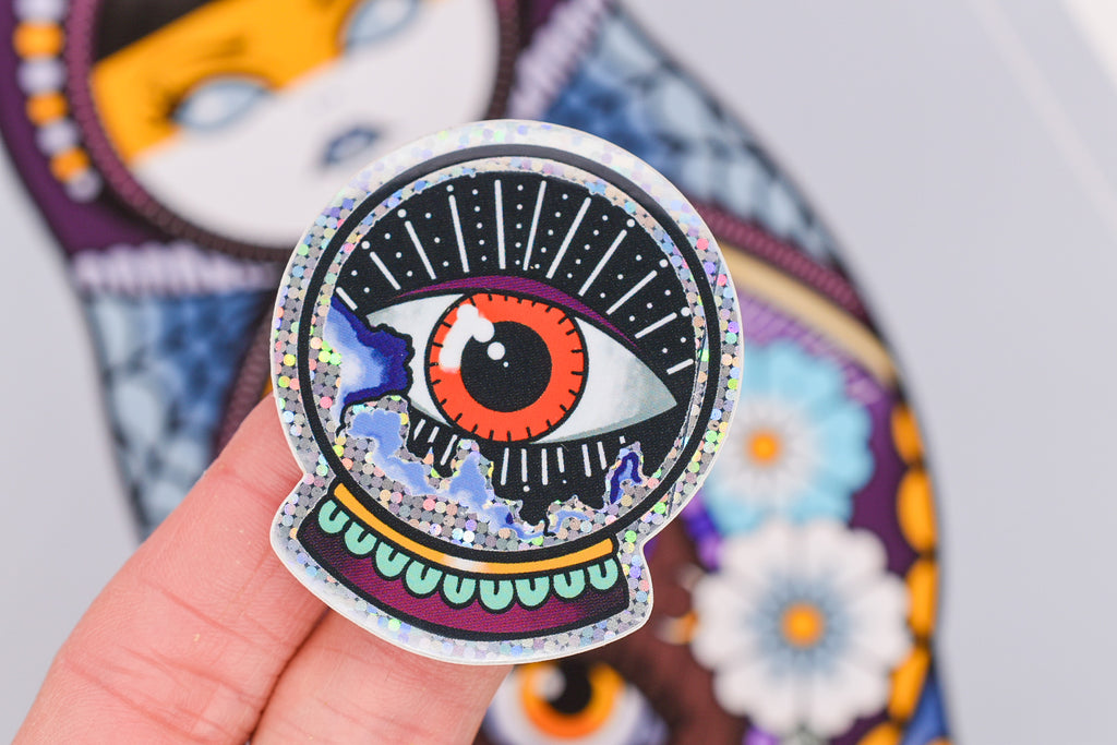 Lunar Witch 3rd Eye Open Crystal Ball glitter sticker