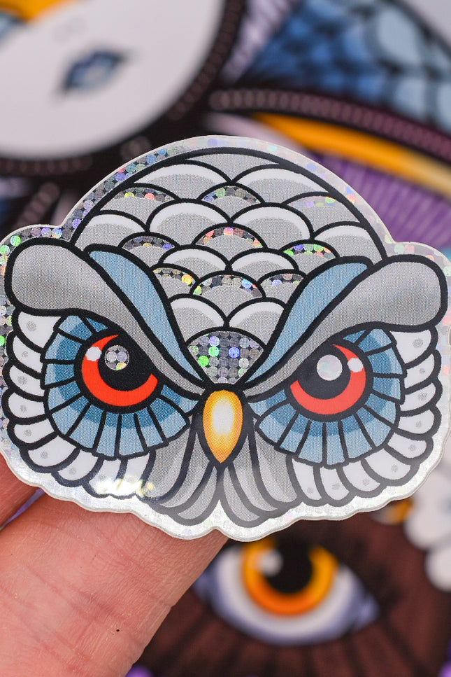 Lunar Witch Owl glitter sticker