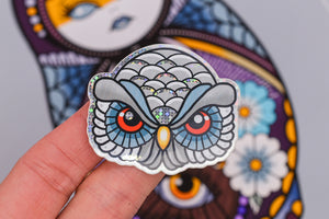 Lunar Witch Owl glitter sticker