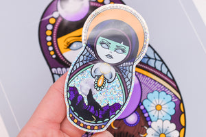 Lunar Witch Wolf Moon glitter sticker