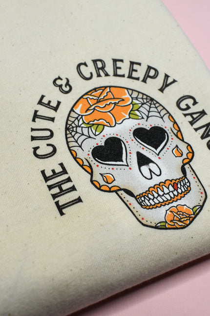 Dead Cute Sugar Skull | Yellow Rose Skull T-shirt - front and back print