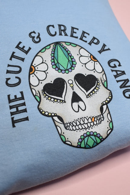 Cute & Creepy Gang Ditsy Daisy Sugar Skull Skull Front & Back Print T-shirt