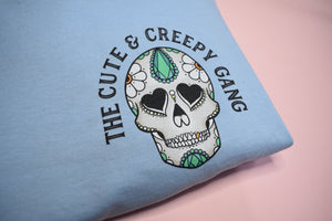 Cute & Creepy Gang Ditsy Daisy Sugar Skull Skull Front & Back Print T-shirt