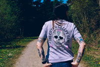 Cute Creepy Gang Pink Cross Dead Cute Sugar Skull Lavender T-shirt - Front & Back Print