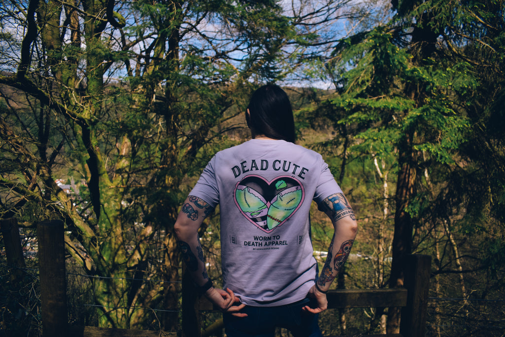 Dead Cute Zombie Booty Lavender T-shirt - Front and Back Print