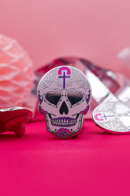 Dead Cute Sacred Skull Candy Enamel Pin