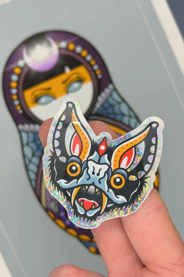 Lunar Witch Bat glitter sticker
