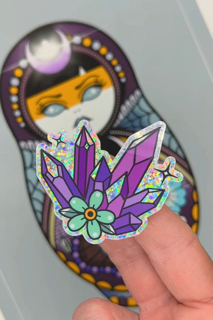 Lunar Witch Moon Crystal glitter sticker