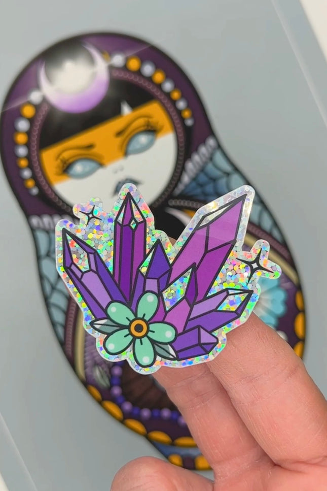 Lunar Witch Moon Crystal glitter sticker
