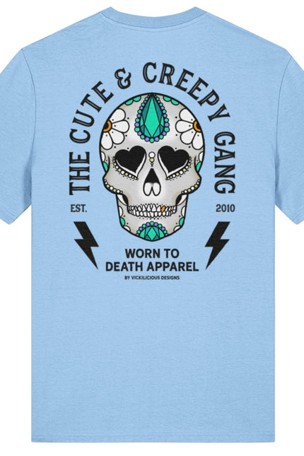Cute & Creepy Gang Ditsy Daisy Sugar Skull Skull Front & Back Print T-shirt
