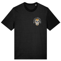 Cute & Creepy Gang Yellow Rose Dead Cute Sugar Skull Black T-shirt - front and back print