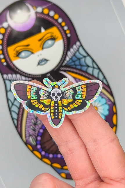 Lunar Witch Death Moth glitter sticker