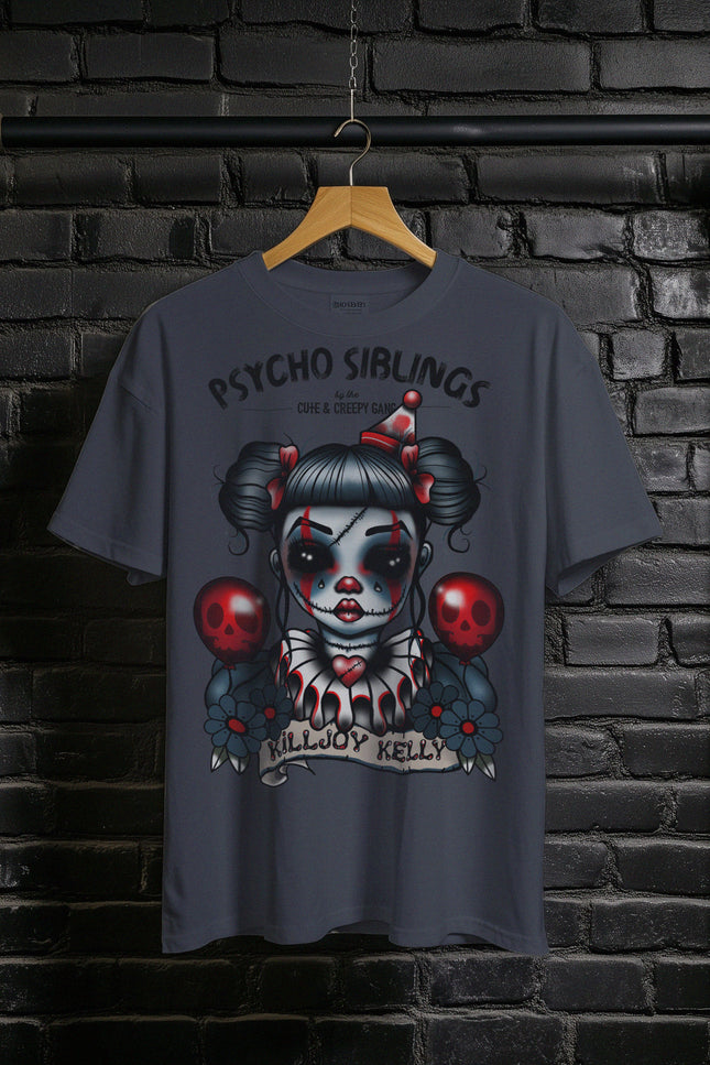 Killjoy Kelly Clown Creepy Girl | Psycho Sibling T-shirt