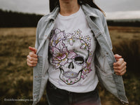 Dead Cute Lotus Flower and Sakura Sugar Skull T-shirt