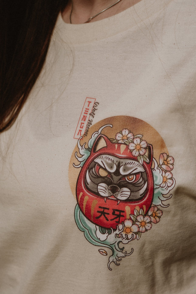 Tenga Wolf Moon Daruma Doll |  Front & Back Print T-shirt