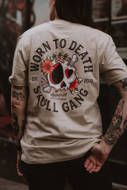 Dead Cute Skull Gang | Front & Back Print Desert Dust T-shirt