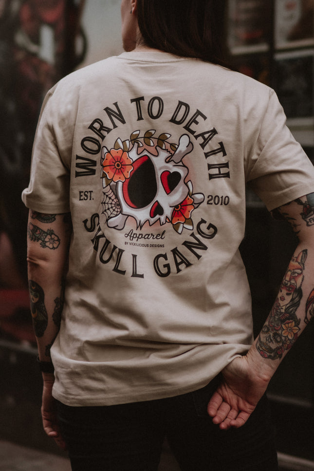 Dead Cute Skull Gang | Front & Back Print Desert Dust T-shirt
