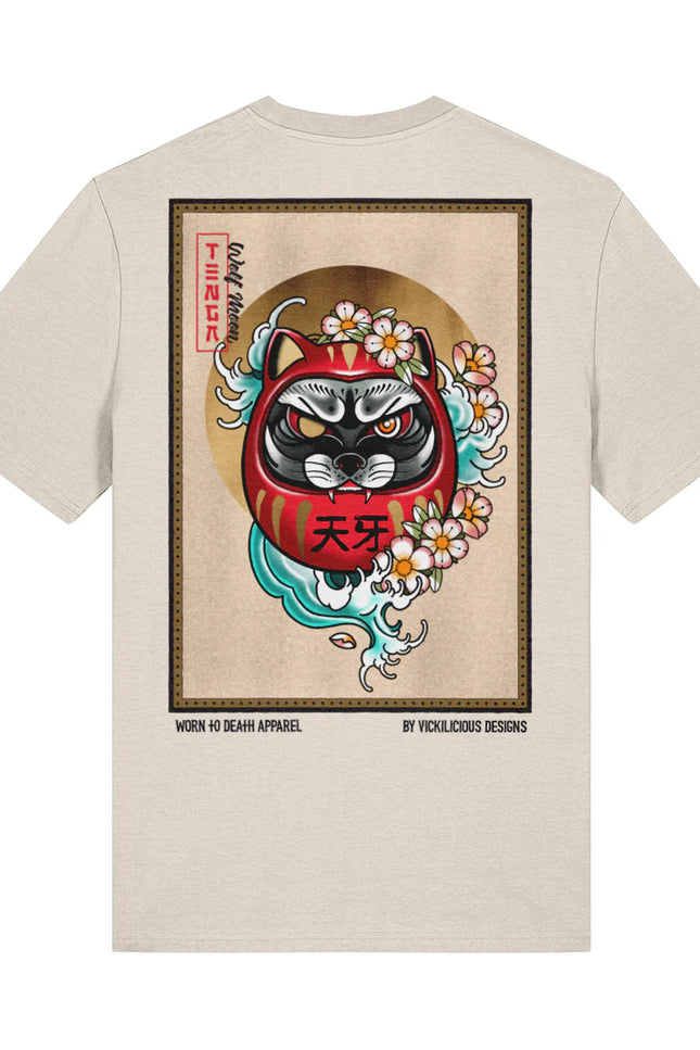 Tenga Wolf Moon Daruma Doll |  Front & Back Print T-shirt