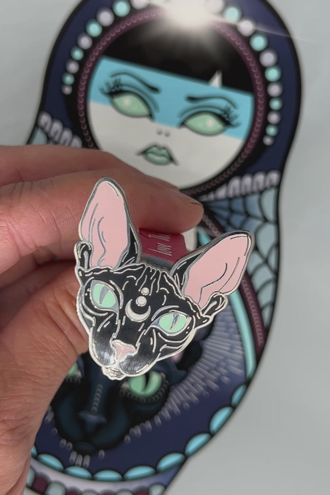 Lunar Witch Black Cat Enamel Pin